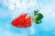 Strawberry splash in water- top view Strawberry splash in water- top view