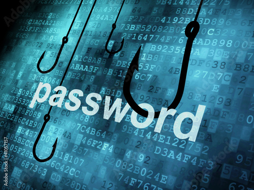 Illustration: The word password hooked by fishing hook The word password hooked by fishing hook
