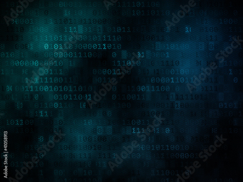 Illustration: Pixeled binary background on digital screen Pixeled binary background on digital screen