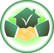 green sign with house and business handshake