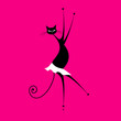 Graceful cat dancing, vector illustration for your design