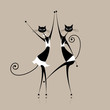 Graceful cats dancing, vector illustration for your design