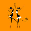 Graceful cats dancing, vector illustration for your design