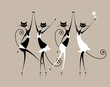 Graceful cats dancing, vector illustration for your design