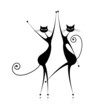 Graceful cats dancing, vector illustration for your design