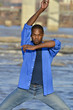African American Dancer stretching. African American Dancer stretching.