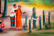 Mural of traditional Thai lifestyle, Wat Pa Nachuak, Mahasarakha Mural of traditional Thai lifestyle, Wat Pa Nachuak, Mahasarakha