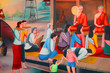 Mural of traditional Thai lifestyle, Wat Pa Nachuak, Mahasarakha Mural of traditional Thai lifestyle, Wat Pa Nachuak, Mahasarakha