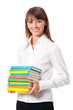 Young woman with books, isolated