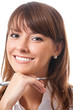 Happy smiling business woman, over white