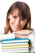Young woman with books, isolated