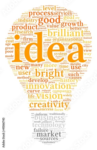 Illustration: Idea concept words in tag cloud on white Idea concept words in tag cloud on white