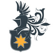 Knight helmet and shield