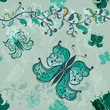 Hand-drawn seamless butterfly in blue Hand-drawn seamless butterfly in blue