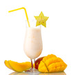 Milk shake with mango isolated on white