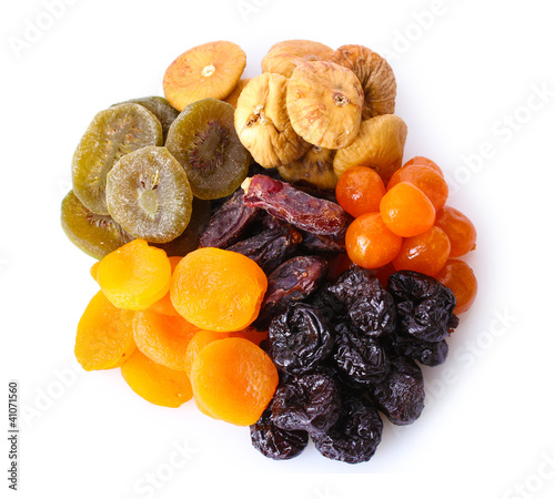 Photo: Dried fruits isolated on white Dried fruits isolated on white