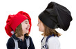 twins cook chef smile in white background
