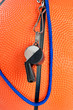 Basketball and whistle
