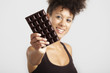 Woman with a chocolate bar