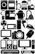 Household appliances. The black-and-white icons