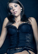 sexy young girl with big breasts in black lingerie