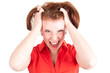 Junge Frau rauft ihre Haare Junge Frau rauft ihre Haare