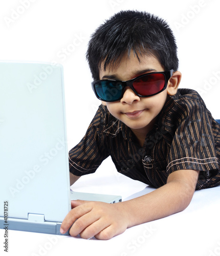Photo: Portrait of Indian Boy with 3d Glasses Portrait of Indian Boy with 3d Glasses