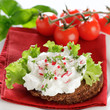 Vollkornbrot mit Frischkäse und Radieschen