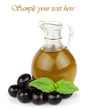 Loive oil with basil on white