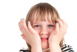 Small pretty  girl with fashion manicure portrait