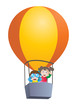kid riding hot air baloon