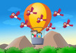 kid riding hot air baloon