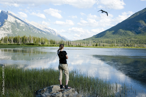 Photo: Female admiring Vermilion Lakes Female admiring Vermilion Lakes