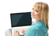 Photo: A young college girl studying, back-view A young college girl studying, back-view