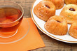 Afternoon tea served with a gourmet cupcake Afternoon tea served with a gourmet cupcake