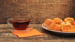 Afternoon tea served with a gourmet cupcake Afternoon tea served with a gourmet cupcake