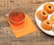 Afternoon tea served with a gourmet cupcake Afternoon tea served with a gourmet cupcake