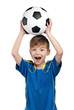 Boy in ukrainian national soccer uniform