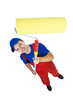 painter man in uniform with paint roller painter man in uniform with paint roller
