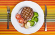 Barbecued Rib Eye Steak Served with Vegetables