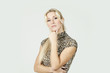 beautiful blond woman, studio portrait in studio