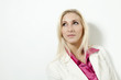 beautiful blond woman with jacket, studio portrait