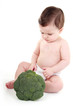 Baby looking at broccoli