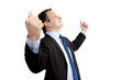 A happy businessman on white
