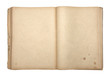 Open old blank book with clipping path