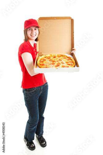 Foto: Stock Photo of Pizza Delivery Girl - Full Body Stock Photo of Pizza Delivery Girl - Full Body