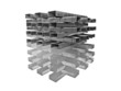 Stacks of staples on a reflective surface