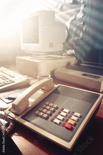 Photo: dramatic lighting image of an old, vintage workspace dramatic lighting image of an old, vintage workspace
