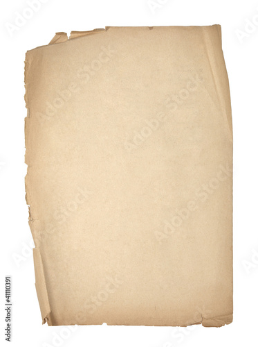 Photo: Old sheet of paper with clipping path Old sheet of paper with clipping path