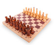 Chess on a chess board on white background